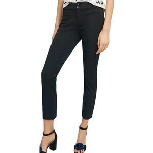 Anthropologie The Essential Slim Trouser Pant Womens 4 Black Mid Rise Ankle Work